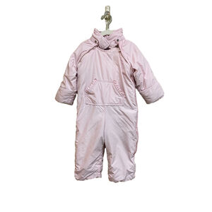 Baby Gap down snowsuit snowbib Jumpsuit- Pink With Hood Age 12-18  months